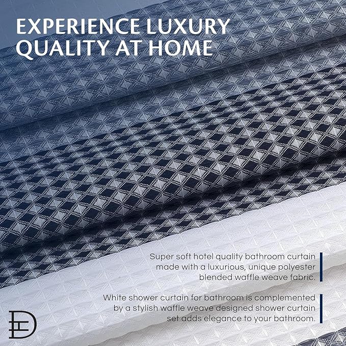 Dainty Home Ombre Waffle Weave Shower Curtain (Navy)
