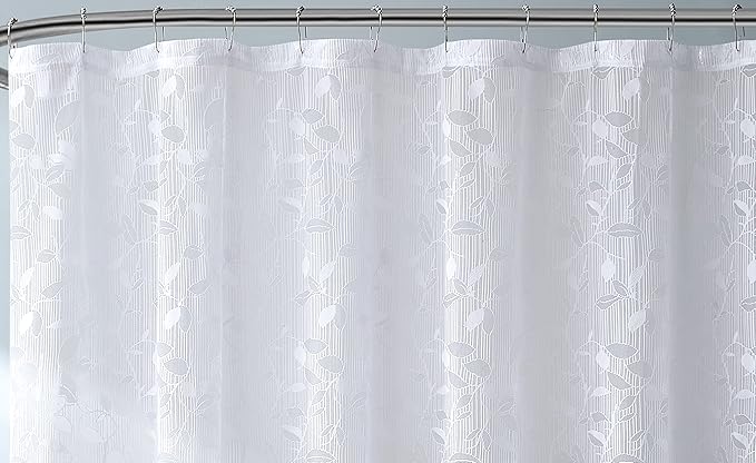 Warm Home Designs White Lace Shower Curtain With Rustic Leaf Pattern - 72 x 72 Inch Modern Farmhouse Creates Beautiful and Elegant Shower Decor - Clear, Cute GR White 72"