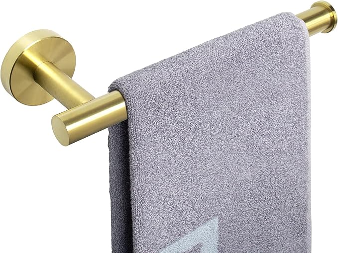 NearMoon Hand Towel Holder/Towel Ring, Thicken Stainless Steel Hand Towel Bar for Bathroom, Rustproof Wall Mounted Towel Rack, Contemporary Style Bath Accessories, 9 Inch (1 Pack, Brushed Gold)