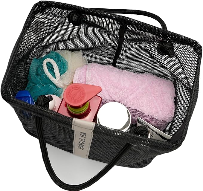 TOPASION Bath Storage Shower Caddy Organizer for Bathroom, College Dorm, Camp, Gym (Large Black)