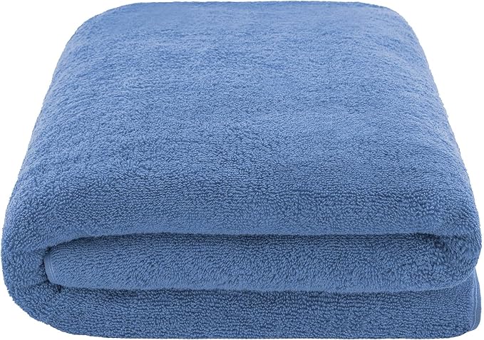 American Soft Linen 100% Cotton 600 GSM Turkish 40x80 Oversized Bath Towel Sheet, Extra Large Adult Towels for Bathroom, Electric Blue Bath Sheet