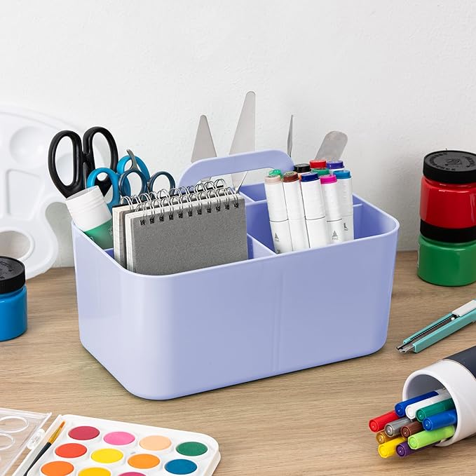 Tiawudi 2 Pack Caddy Organizer with Handle, Portable Plastic Caddy, Storage Organization for Cleaning, Bath, Makeup, Art, Craft, Stationery, Classroom and Office, Tote Organizer
