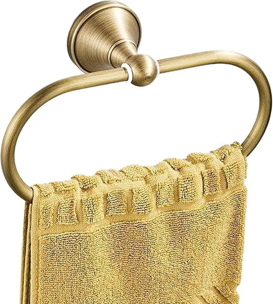 Brass Hand Towel Holder,Antique Towel Ring,Oval Towel Holder for Bathroom Antique Brass Towel Hanger Rustic Bath Accessories Wall Mounted