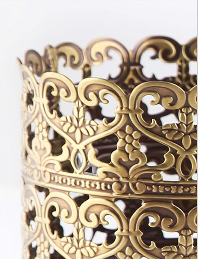 Heart Patterned Vintage Hairbrush Holder Antique Make up Brush Holder Makeup Vanity Organizer (Brass, Medium)