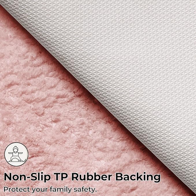 GRANNY SAYS Pink Bathroom Rugs Non Slip Washable, 24"x 36" Soft Bath Mats for Bathroom, Microfiber Shag Rug, Absorbent Bath Floor Mat, Large Bath Rug for Shower, Tub, Bedroom