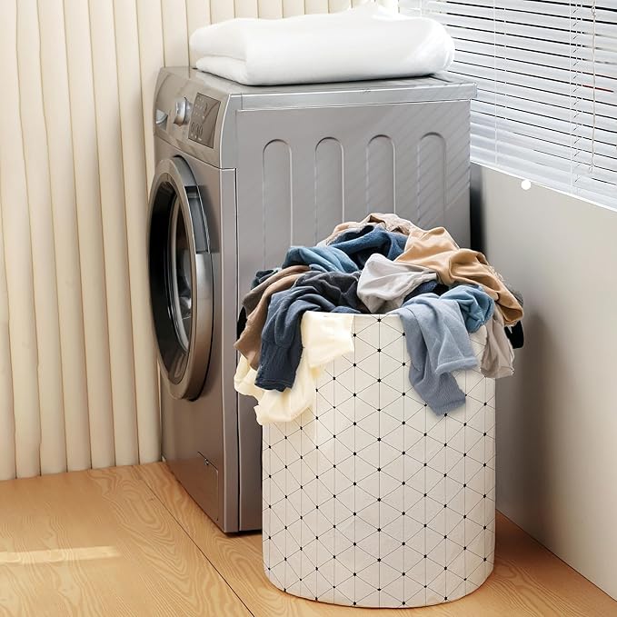 Laundry Hamper for Bedroom,Dirty Clothes Basket,Laundry Basket with Handles,Kids Girls Room Canvas Hamper Bag,Blankets,Towel,Toy Storage Organizer