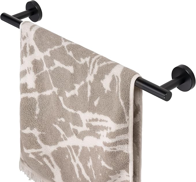 HITSLAM Matte Black 18 Inch Towel Bar for Bathroom, SUS304 Stainless Steel Bathroom Towel Rack Wall Mounted, Modern Home Decor Bath Towel Holder with Hardware Accessories (Total Length 19.8 Inch)