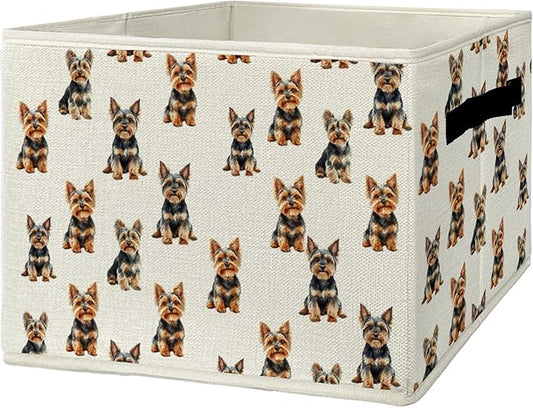 Yorkshire Terrier Gifts Storage Bins & Boxes with Handles, Dog Foldable Basket for Organizing Dog Lovers Owners Women, Yorkie Gifts Laundry Hampers for Bedroom Bathroom Clothes Toys Books