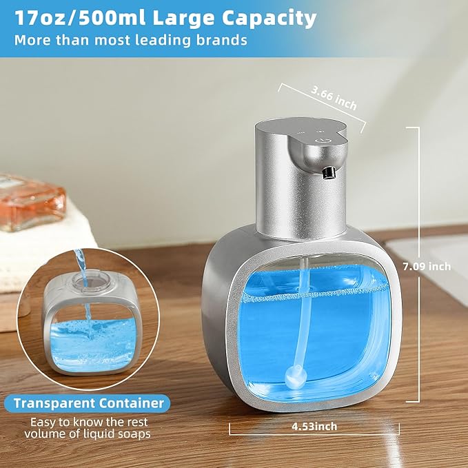 Automatic Foaming Soap Dispenser, 17oz/500ml Silver