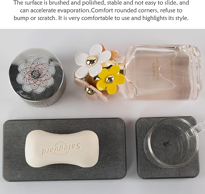 NiuYichee Set of 4 Water Absorbent Diatomite Coasters, Diatomaceous Earth Kitchen Soap Dish, Bathroom Trays, Water Absorbing Stone Used for Hand Soaps & Plants & Toiletries in The Modern Home