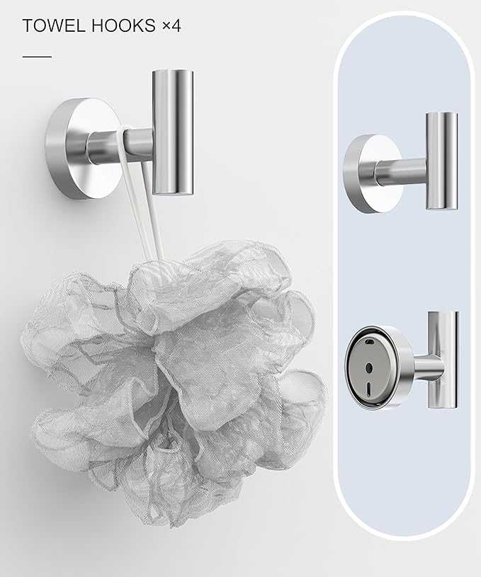 12 Pcs Chrome Bathroom Accessories Set, HOMEMYSTIQUE SUS304 Stainless Steel Bathroom Hardware Set, Bath Towel Bar Set, Toilet Paper Holders, Towel Rings Racks, Robe Towel Hooks