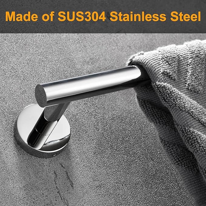 Nolimas Polished Chrome Bath Hand Towel Bar Single Bars Towel Rack Rod Classic Wall Mounted Stainless Steel Toilet Kitchen Bathroom Towel Bar Towel Shelf Single Layer,12inch