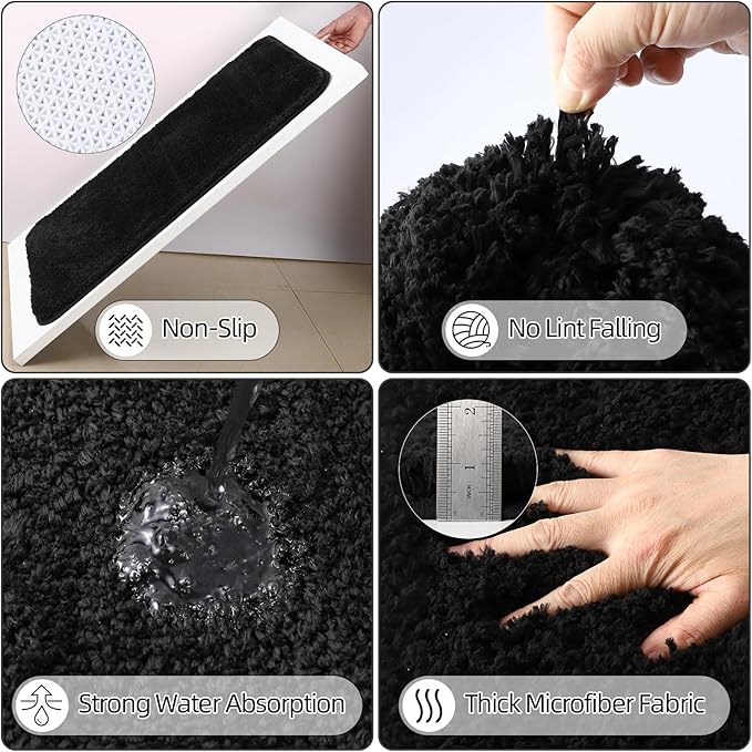 XLHOMO Bathroom Set - Black Bathroom Accessories Set, Bathroom Sets with Shower Curtain and Rugs, 25PC Shower Curtain Set with Hooks, Soap Dispenser, Soap Dish, Toilet Brush Holder and Trash Can