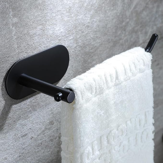 SUNTECH Hand Towel Holder - Black Towel Ring for Bathroom, Adhesive Towel Bar for Organizing Towels, 6 3/10 Inch Hand Towel Rack, Stainless Steel