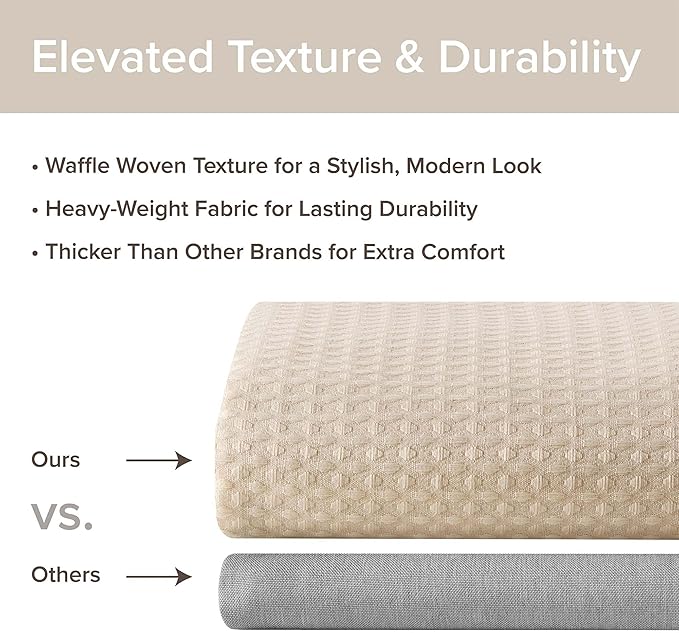 Madison Park Shower Curtain Waffle Weave, Vibrant Dyed, Waffle Shower Curtain 3M Scotchgard Moisture Management, Farmhouse Wide Shower Curtains for Bathroom, Extra Width: 108"x72" Beige