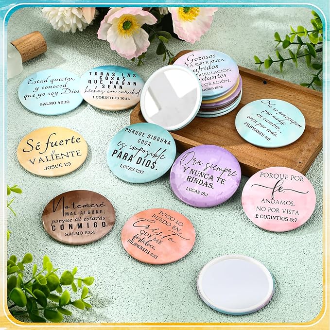 GlikCeil 40 Pcs Christian Compact Mirrors Bulk for Women Inspirational Bible Verse Pocket Mirror Mini Purse Makeup Mirror Christian Church Gift for Mother's Day Mom Church Party Favor (Religious)