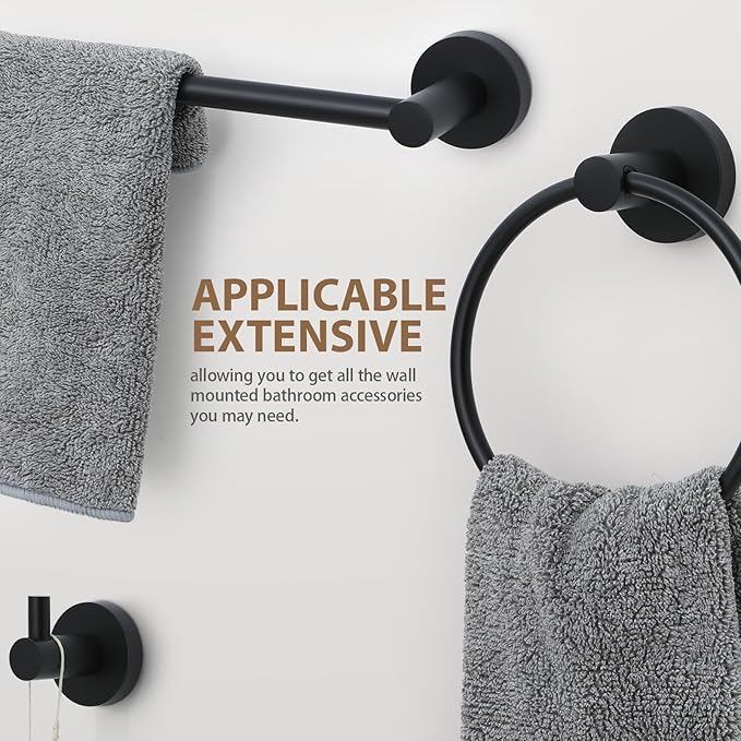 Bathroom Hardware Set 4 Piece – 24 Inch Towel Bar Set,Rustproof Stainless Steel Bathroom Accessories Kit with Towel Ring, Toilet Paper Holder & Robe Hook, Wall Mounted Bathroom Fixtures Set.