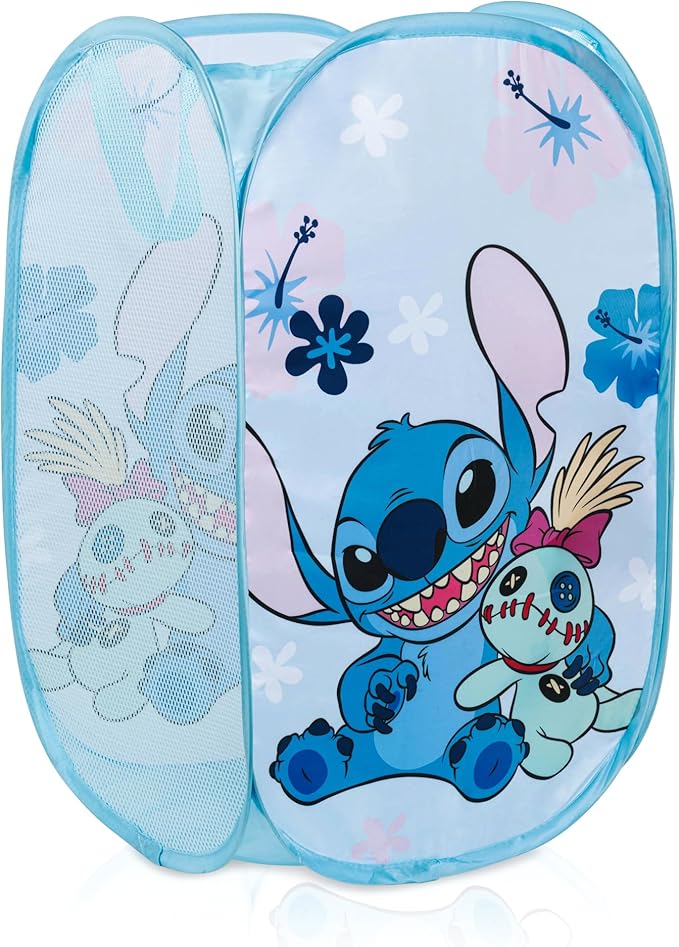 Jay Franco Disney Lilo and Stitch Pop Up Hamper - Mesh Laundry Basket/Bag with Durable Handles - Storage for Clothes and Toys
