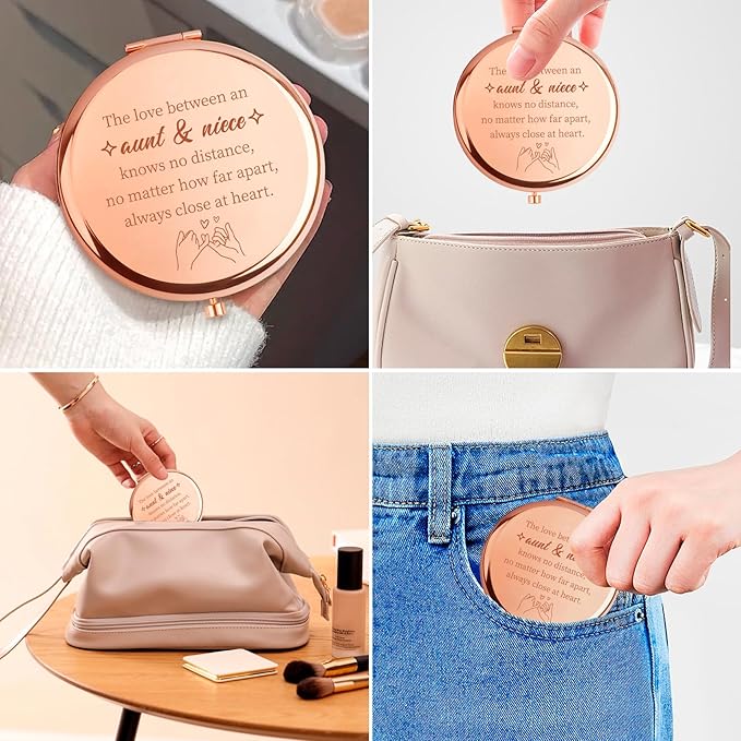 Valentines Day Gifts for Aunt Compact Mirror Aunts Gifts from Niece Nephew Best Auntie Gift Ideas Cool Favorite New Special Aunty Gift Birthday Wedding Mother Day Christmas Aunty Mini Mirror