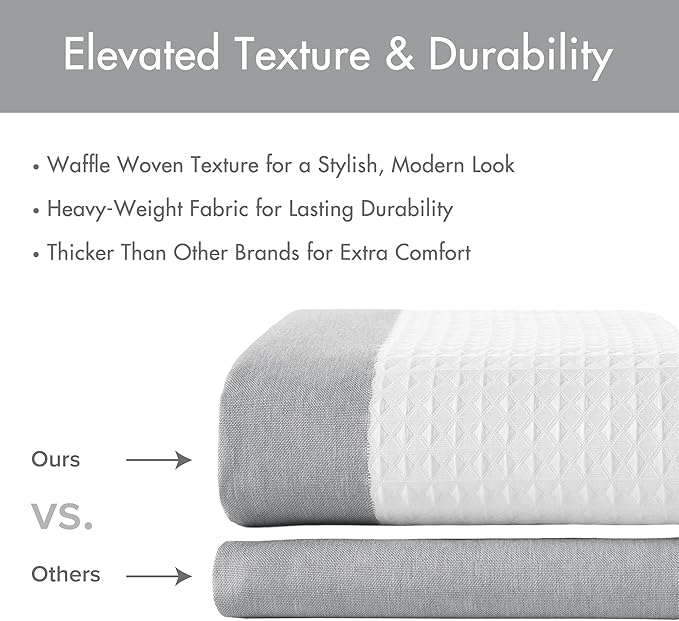 Madison Park Spa Waffle Shower Curtain Pieced Fabric with 3M Scotchgard Moisture Management Modern Home Bathroom Decorations, Tall 72"x84", Grey