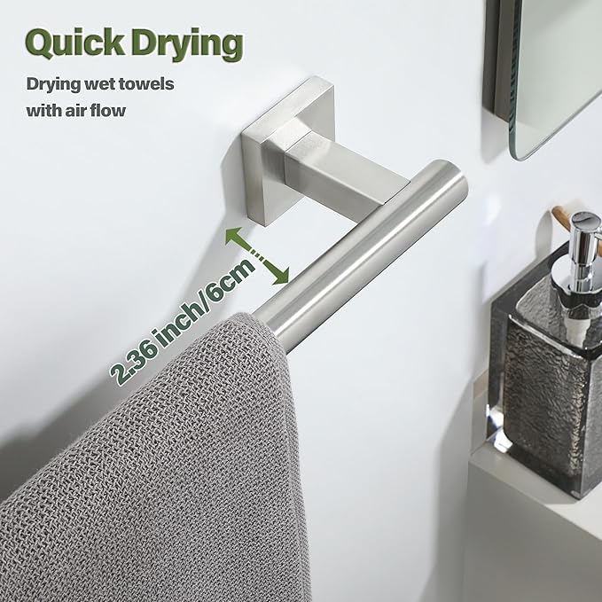 Alise Bathroom Towel Bar, 28 Inch Towel Racks for Bathroom, SUS304 Stainless Steel Hand Towel Holder Heavy Duty Towel Rack Wall Mounted Brushed Nickel Towel Bar