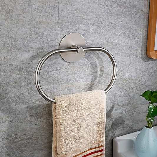 Towel Ring Self Adhesive No Drill Hand Modern Towel Holder for Bathroom SUS 304 Stainless Steel Brushed Nickel(Silvery)