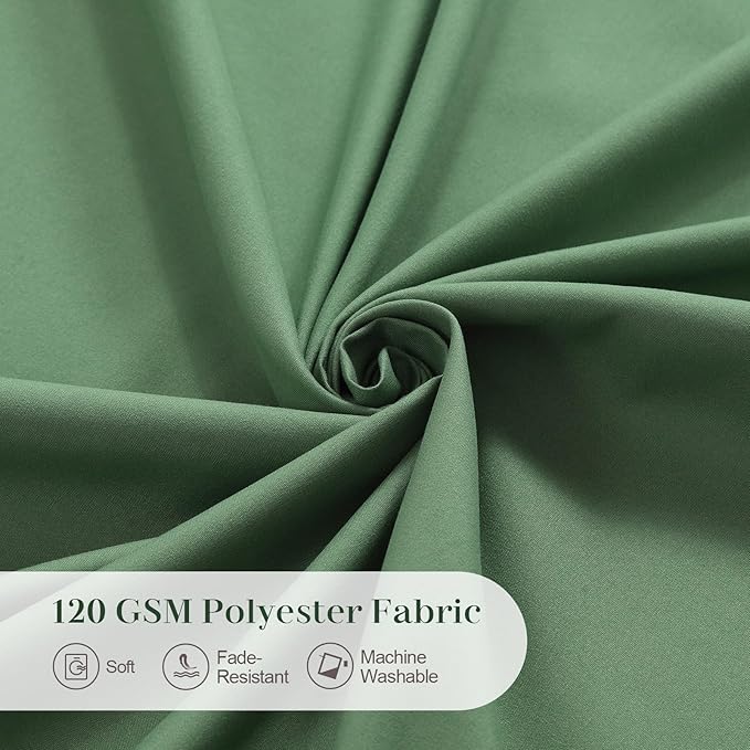 Adjustable Bow-Tie Top Green Ruffle Shower Curtain for Girls Women, Delicate Fabric Shower Curtain with Handcrafted Ruffles and Small Holes, Waterproof Ruched Farmhouse Bathroom Curtain, 72"W x 72"H