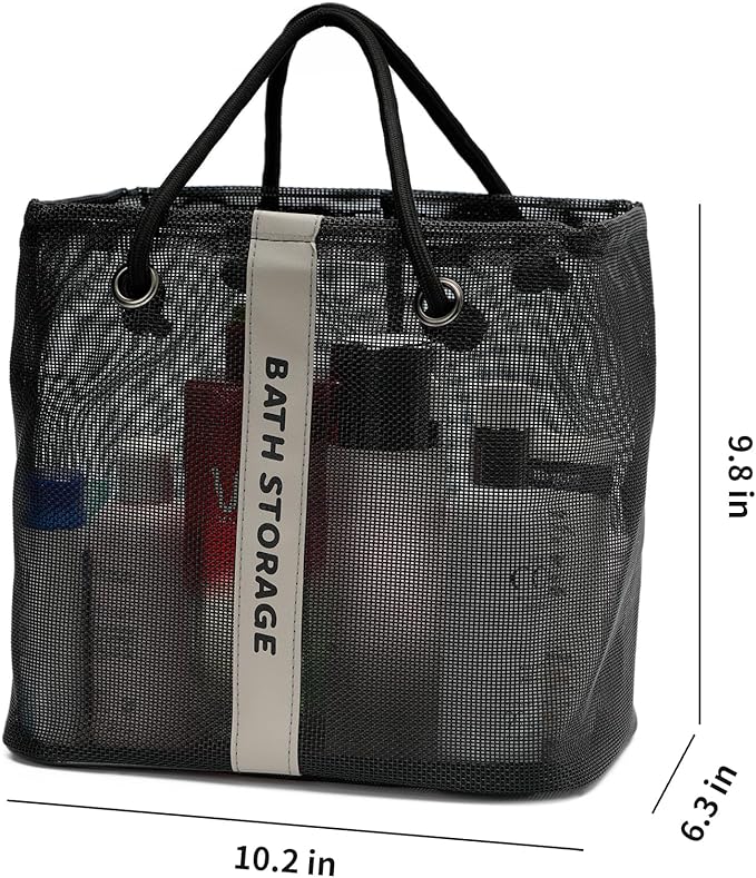 TOPASION Bath Storage Shower Caddy Organizer for Bathroom, College Dorm, Camp, Gym (Large Black)