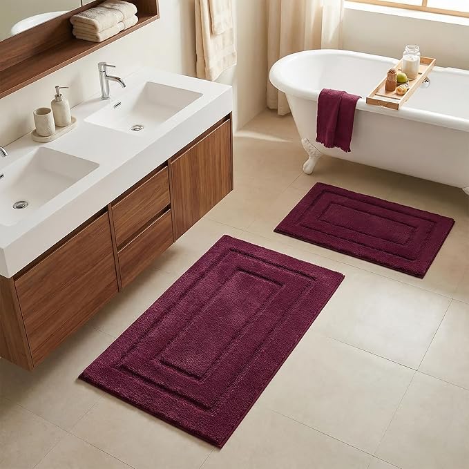 GRANNY SAYS Bathroom Rugs Non Slip, 24"x 36", Bath Rugs for Bathroom Washable, Bath Mats for Floor, Microfiber Bath Mat for Tub, Absorbent Bath Rugs for Shower Room, Strawberry Red