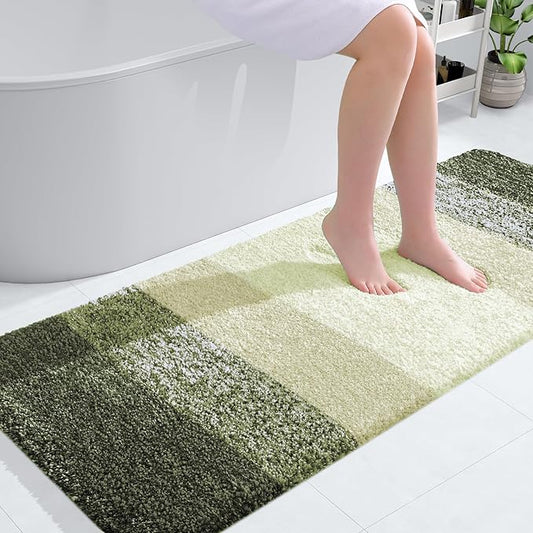 OLANLY Bathroom Rugs Mat 54x24, Extra Soft Absorbent Microfiber Bath Rugs, Rubber Backing, Quick Dry, Machine Washable Bath Mats for Bathroom Floor, Tub and Shower, Home Decor Accessories, Dark Green