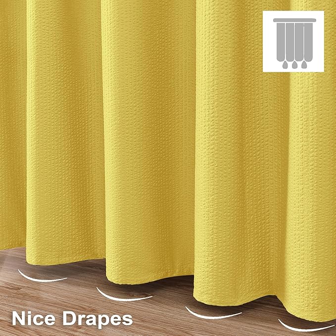 OVZME Berry Cute Shower Curtain, Embossed Textured Fabric Shower Curtain for Bathroom - Soft Cloth & Hotel Spa Luxury, Water Repellent, Machine Washable Shower Curtain, 72X72, Lemon Yellow