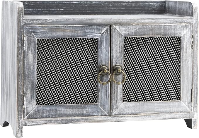 COLLECTIVE HOME - Storage Cabinet, Mini Countertop Cabinet, Wood Organizer for Kitchen Living Room Bedroom Bathroom Office with Magnetic Door, 14.5 x 6.5 x 10 (Gray)