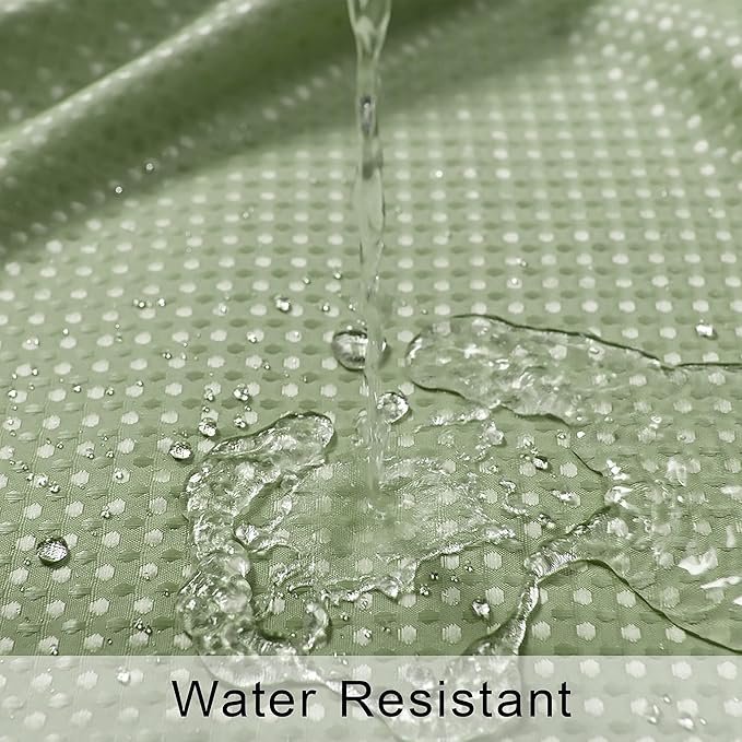 Mrs.Naturall Sage Green Shower Curtain,Ombre Fabric Spring Boho Shower Curtains for Bathroom Decor,Set with Hooks,Light Green and White,72 inch