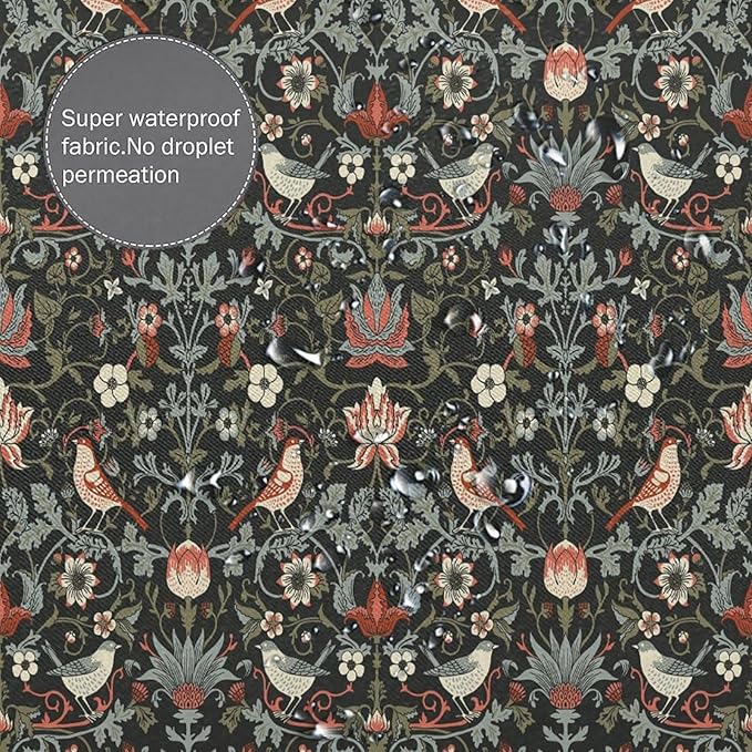Boho Shower Curtain William Morris Art Print Retro Bird Plant Natural Flower Pattern Print Shower Curtains 72""×84"" Inch, Style-2