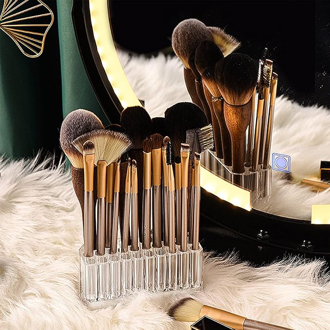 2 Pack Acrylic Makeup Brush Holder, Nail Polish Organizer, Clear Brushes Beauty Organizers and Cosmetic Display Storage Box, Blue