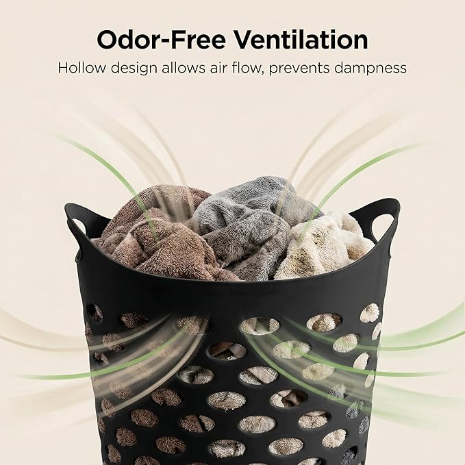 (3-PACK) Portable Round Plastic Laundry Basket, With a Capacity of 2.2 Bushels, Equipped with Handles, Easy to Clean, Suitable for Homes, Dormitories, Bathrooms and Laundry Rooms