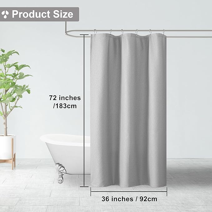 OVZME Small Stall Shower Curtain - Embossed Textured Bathroom Curtain, 36 x 72 Shower Curtain for RV Camper, Machine Washable Water Resistance, Light Grey