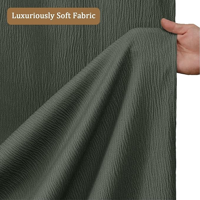 Aiyufeng 3D Textured Olive Green Shower Curtain for Bathroom, Fabric Shower Curtain Soft Cloth & Hotel Spa Quality, Luxury Boho Bathroom Curtains, Machine Washable, Olive Green, 72x72 Inches