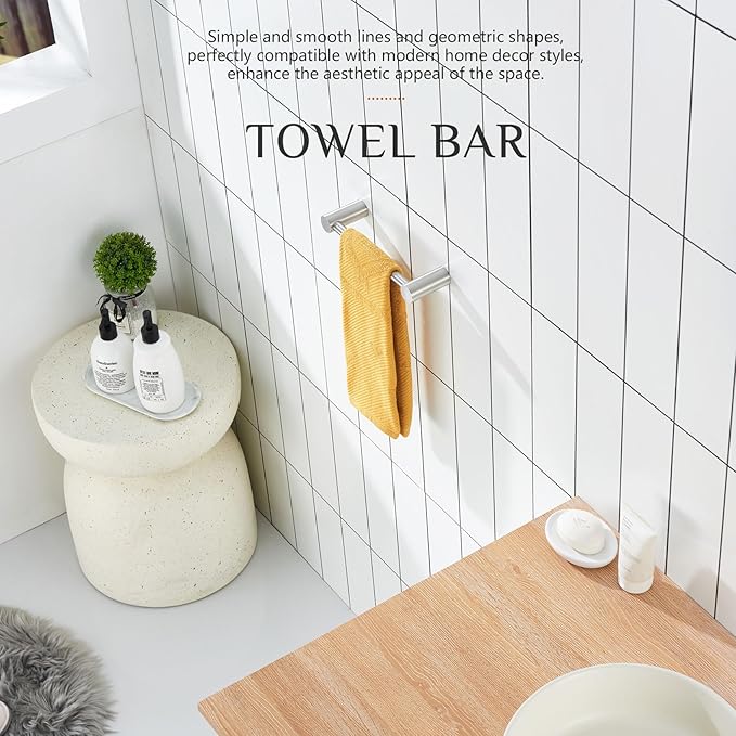 KOKOSIRI Towel Ring Brushed Nickel 9-Inch Hand Towel Bars for Bathroom Racks Wall Mounted Bathroom Hardware Accessories Stainless Steel, B4007BR-L9