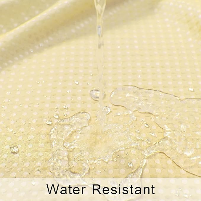 Mrs.Naturall Mellow Yellow Beige Shower Curtains for Bathroom Sets of Hooks Waterproof Waffle Textured Soft Warm Tone Winter Shower Curtain 72 Inch Length Butter Cream Pastel Pale Yellow