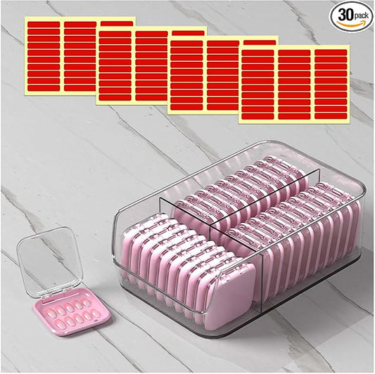 30 Pcs Press On Nail Storage Box Container False Nail Organizer Acrylic Display Case with a Large Stackable All-In-One Box and 120 Pcs Double Sided Adhesive Nail Display Tape (Pink)