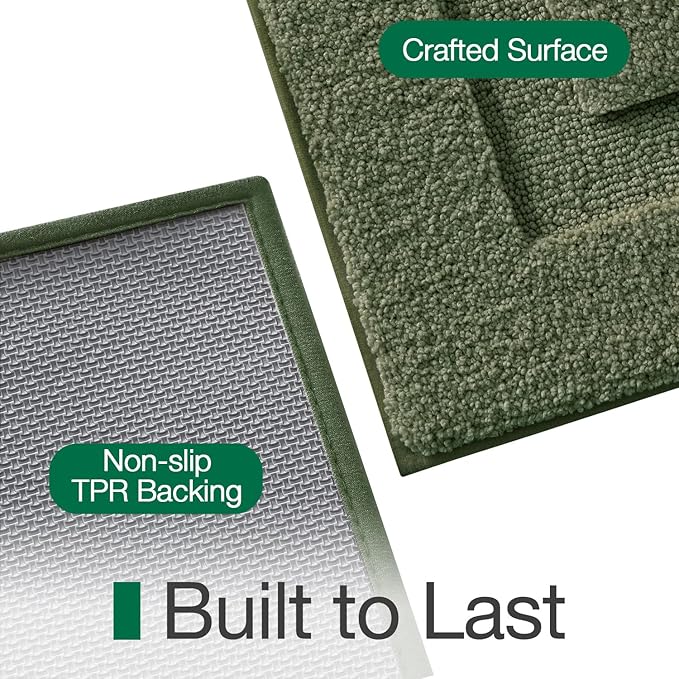 LUMI Extra Large Ultra Soft Bathroom Rugs Non Slip with Rubber Backing, Absorbent Washable Bath Mat Quick Dry, Upgraded Premium Microfiber Plush Carpet for Bathtub and Shower Floor, Green, 24x60