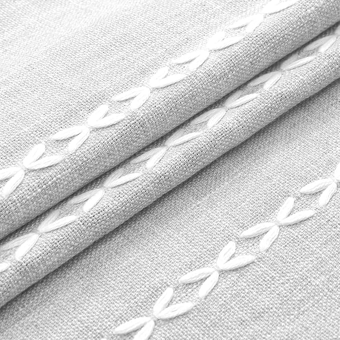 MitoVilla Modern Farmhouse Shower Curtain Set 72 x 78, Boho 78 inch Long Polyester Linen Tassel Fabric Shower Curtain Set for Chic Cottagecore French Rustic Bathroom Decor, Light Grey
