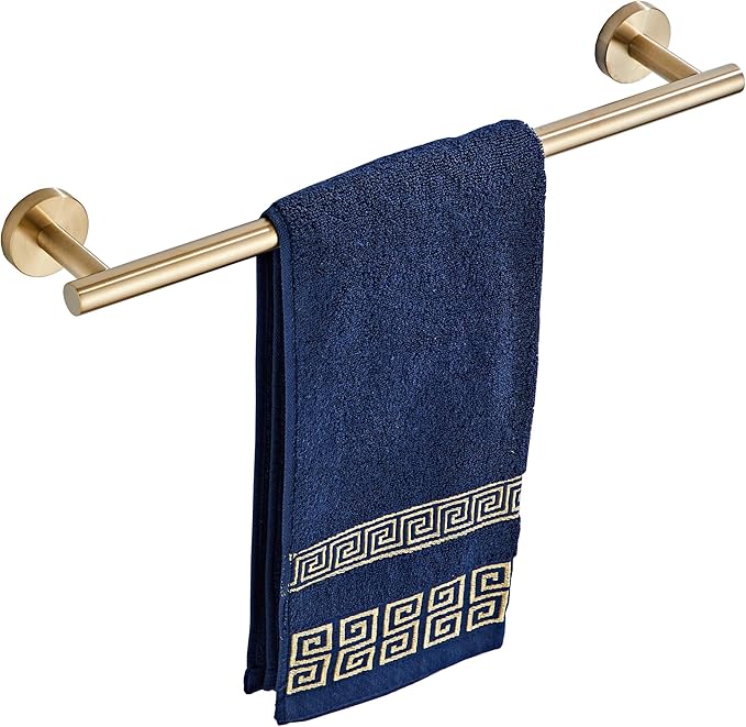 Bath Towel Bar, 18 Inch 304 Stainless Steel Thicken Towel Holder for Bathroom Wall, Towel Holder Brushed Gold Finished Wall Mount(Total Length 20-Inch)