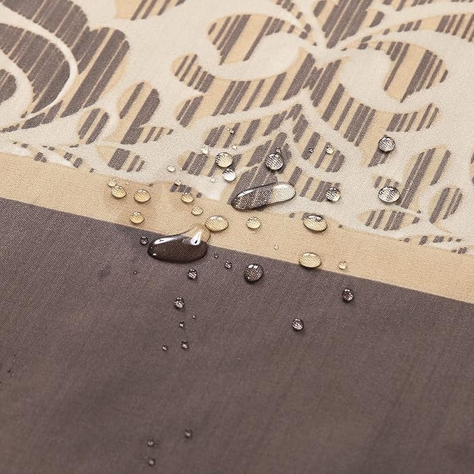 Sterling Farmhouse Brown Waterproof Polyester Fabric Chocolate Vintage Printed Tan Shower Curtain,Bronze Damask Striped Bathroom Curtains,72" W x 72" L