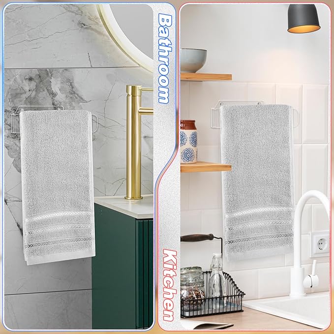 Cosmos Acrylic Hand Towel Holder Hand Towel Ring Self Adhesive and Wall Mounted Modern Hand Towel Bar Towel Hanger for Bathroom Kitchen Lavatory (Transparent Clear)