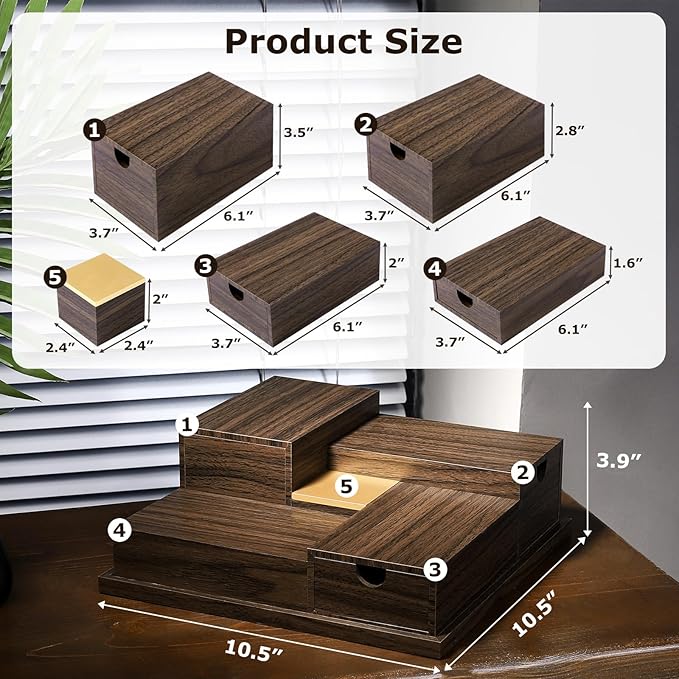 Homde Cologne Organizer - 4 Tier Perfume Display Tray with Hidden Drawers - Perfect for Men Essentials Accessories - A Great Gift for Men