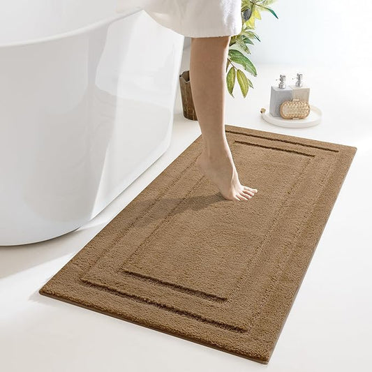 GRANNY SAYS Large Bathroom Rugs Non Slip Washable, 24" x 48", Water Absorbent Bath Mats for Bathroom, Thick Soft Shaggy Bath Rug, Microfiber Shower Room Floor Mat Decor, Champagne
