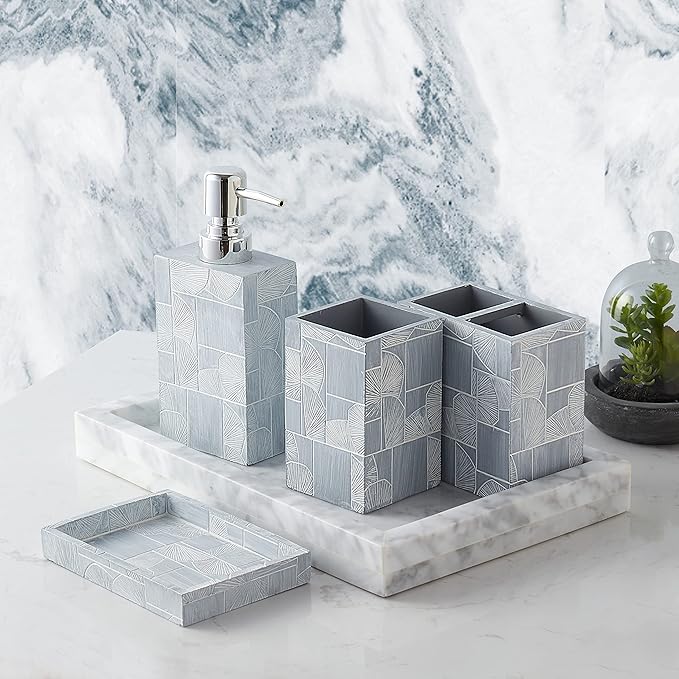 Sweet Home Collection Bathroom Accessories Unique Collections Modern Classic Contemporary Decorative Beautiful Designs Bath Shower Tub Décor, 4 Piece Set, Casanova(Pack of 1)