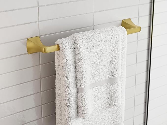 Pfister Bruxie Bath Towel Bar for Bathroom, 18-Inch, Wall-Mounted, Screw-In, Brushed Gold Finish, BTBBIE1BG
